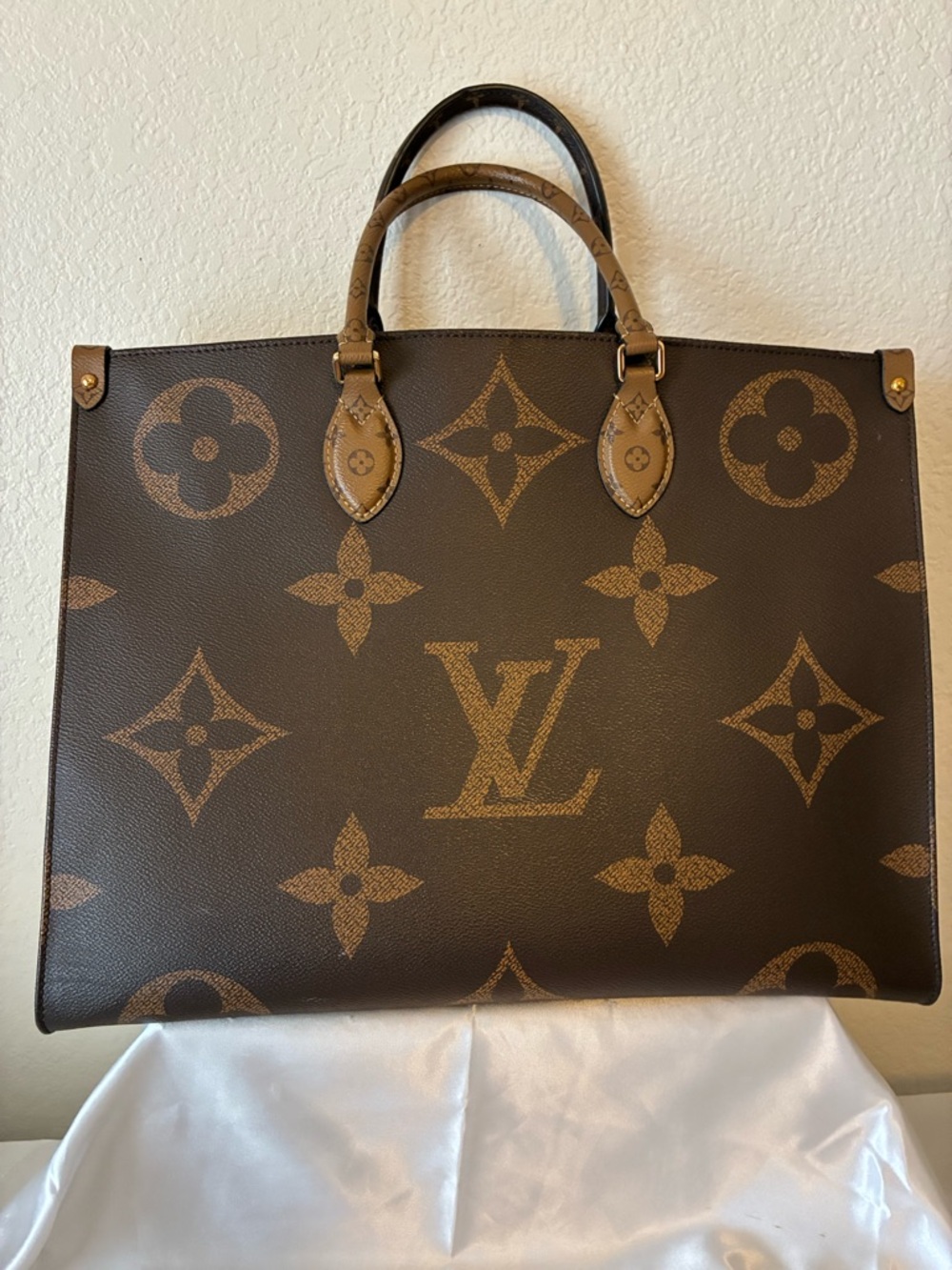 Louis Vuitton Monogram Brown Large Tote with LV Logo